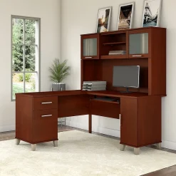 Computer Desks*Bush Furniture Somerset 60"W L Shaped Desk with Hutch, (SET002HC) Hansen Cherry