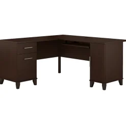 Office Desks*Bush Furniture Somerset 60"W L Shaped Desk with Storage, (WC81830K) Mocha Cherry