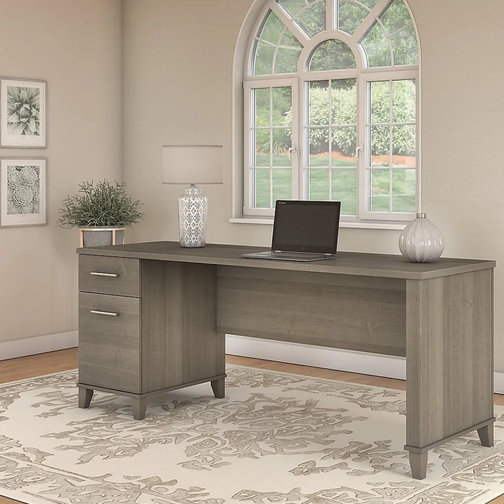 Computer Desks*Bush Furniture Somerset 72"W Office Desk with Drawers, (WC81672) Ash Gray