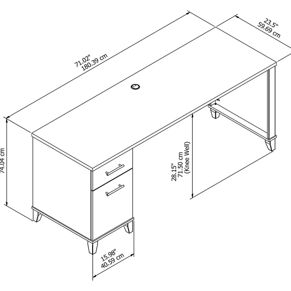 Computer Desks*Bush Furniture Somerset 72"W Office Desk with Drawers, (WC81672) Ash Gray