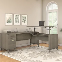 L-Desks*Bush Furniture Somerset 72"W 3 Position Sit to Stand L Shaped Desk, (SET014AG) Ash Gray