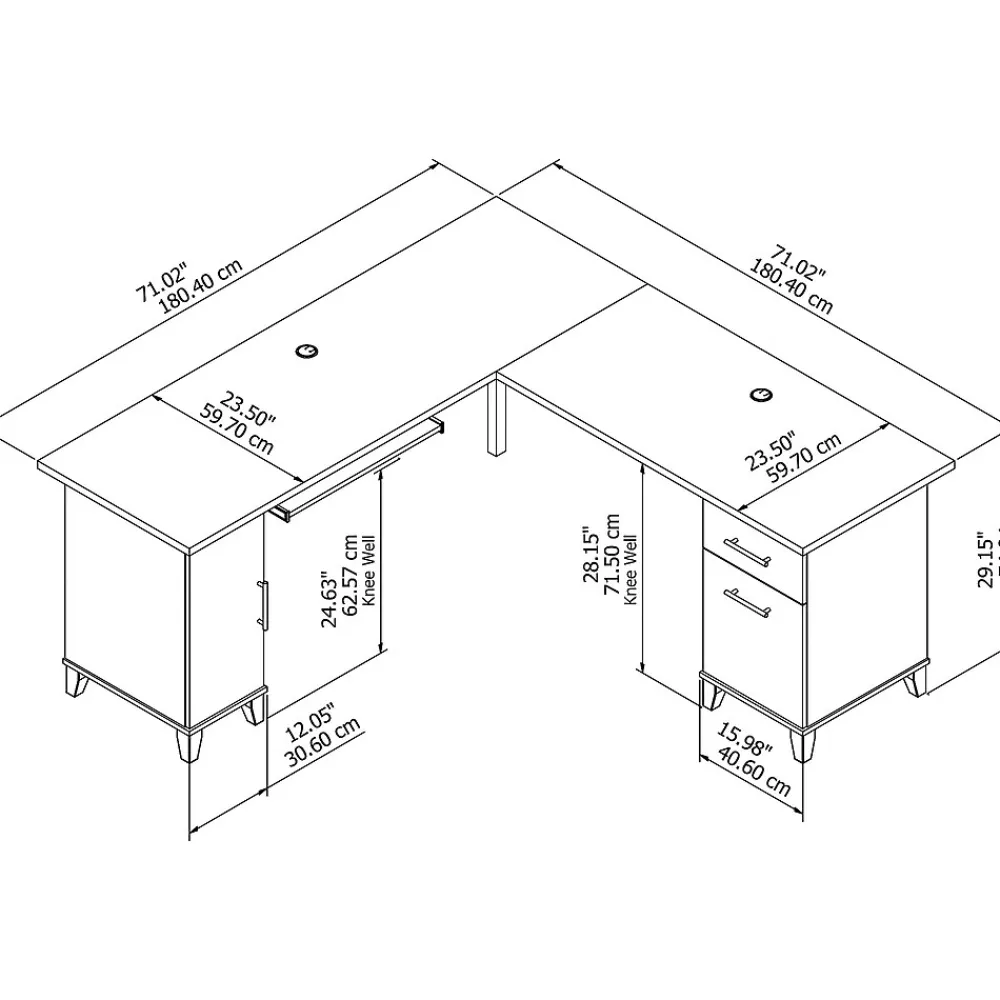 L-Desks*Bush Furniture Somerset 72"W L Shaped Desk with Storage, (WC81610K) Ash Gray