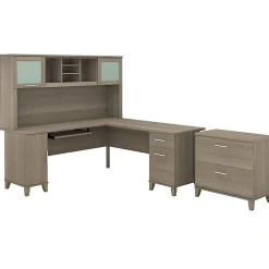 L-Desks*Bush Furniture Somerset 72W L Shaped Desk with Hutch and Lateral File Cabinet, (SET009AG) Ash Gray
