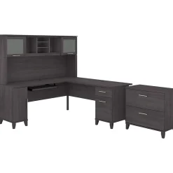 L-Desks*Bush Furniture Somerset 72"W L Shaped Desk with Hutch and Lateral File Cabinet, (SET009SG) Storm Gray