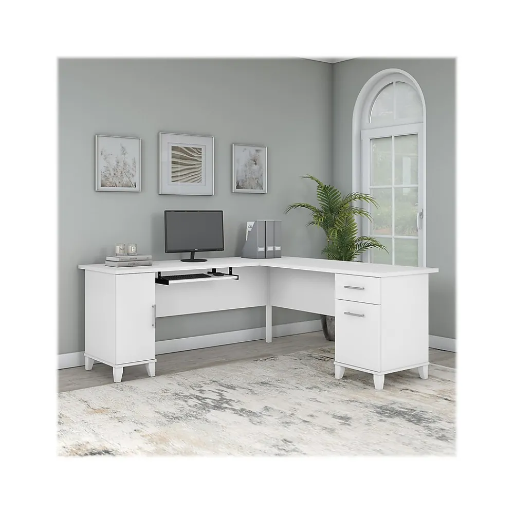 Computer Desks*Bush Furniture Somerset 72"W L Shaped Desk with Storage, (WC81910K) White