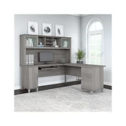 L-Desks*Bush Furniture Somerset 72"W L Shaped Desk with Hutch, (SET001PG) Platinum Gray