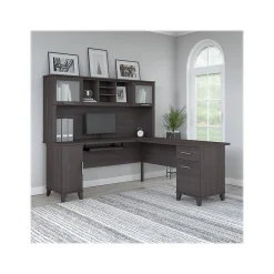L-Desks*Bush Furniture Somerset 72"W L Shaped Desk with Hutch, (SET001SG) Storm Gray