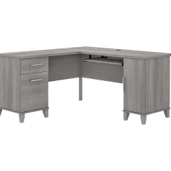 L-Desks*Bush Furniture Somerset 60"W L Shaped Desk with Storage, (WC81230K) Platinum Gray