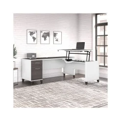 L-Desks*Bush Furniture Somerset 72"W 3 Position Sit to Stand L Shaped Desk, (SET014SGWH) Storm Gray/White