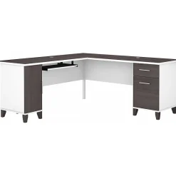 L-Desks*Bush Furniture Somerset 72"W L Shaped Desk with Storage, (WC81010K) Storm Gray/White