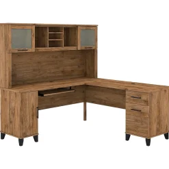 L-Desks*Bush Furniture Somerset 72"W L Shaped Desk with Hutch, (SET001FW) Fresh Walnut