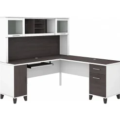 L-Desks*Bush Furniture Somerset 72"W L Shaped Desk with Hutch, (SET001SGWH) Storm Gray/White
