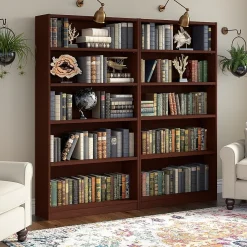 Bookcases*Bush Furniture Universal 72"H 5-Shelf Bookcase with Adjustable Shelves, Vogue Cherry, 2/Set (UB003VC)