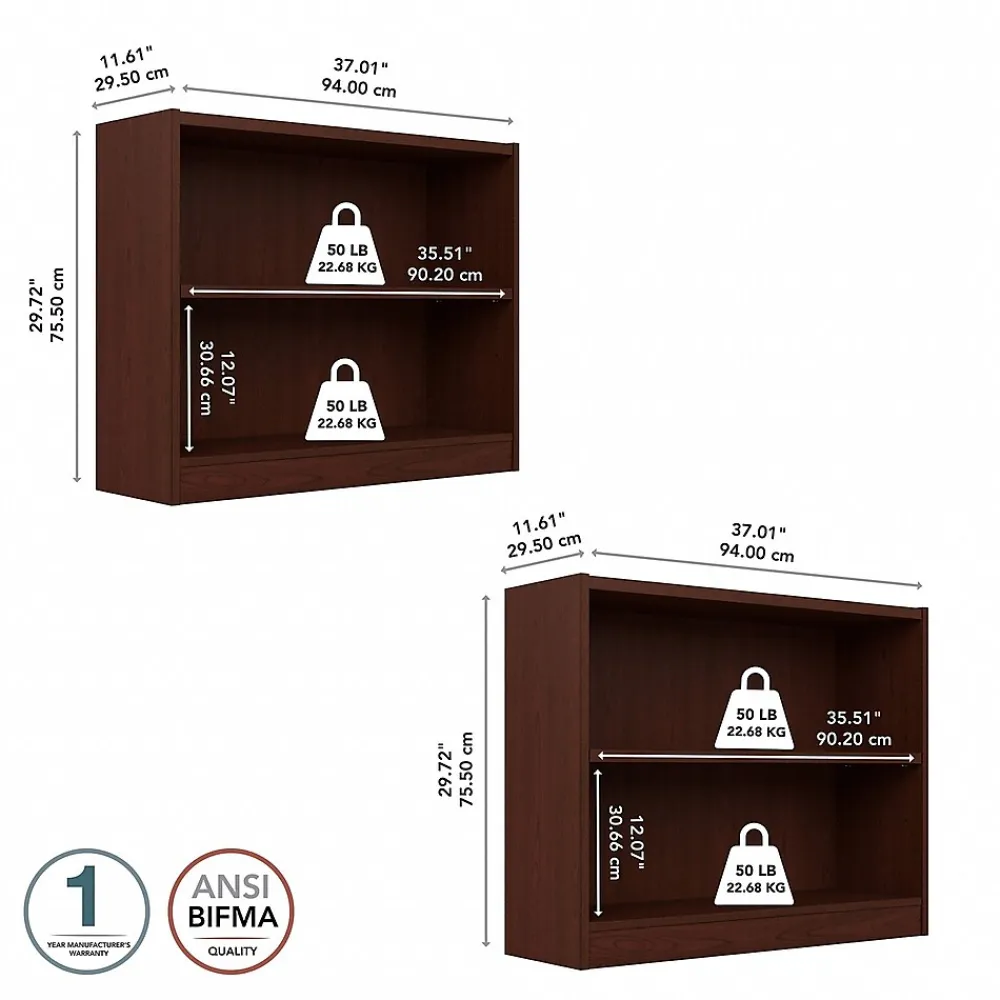 Bookcases*Bush Furniture Universal 30"H 2-Shelf Bookcase, Vogue Cherry, 2/Set (UB001VC)