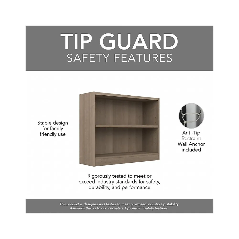 Bookcases*Bush Furniture Universal 30"H 2-Shelf Bookcase with Adjustable Shelf, Ash Gray Laminated Wood (WL12426)