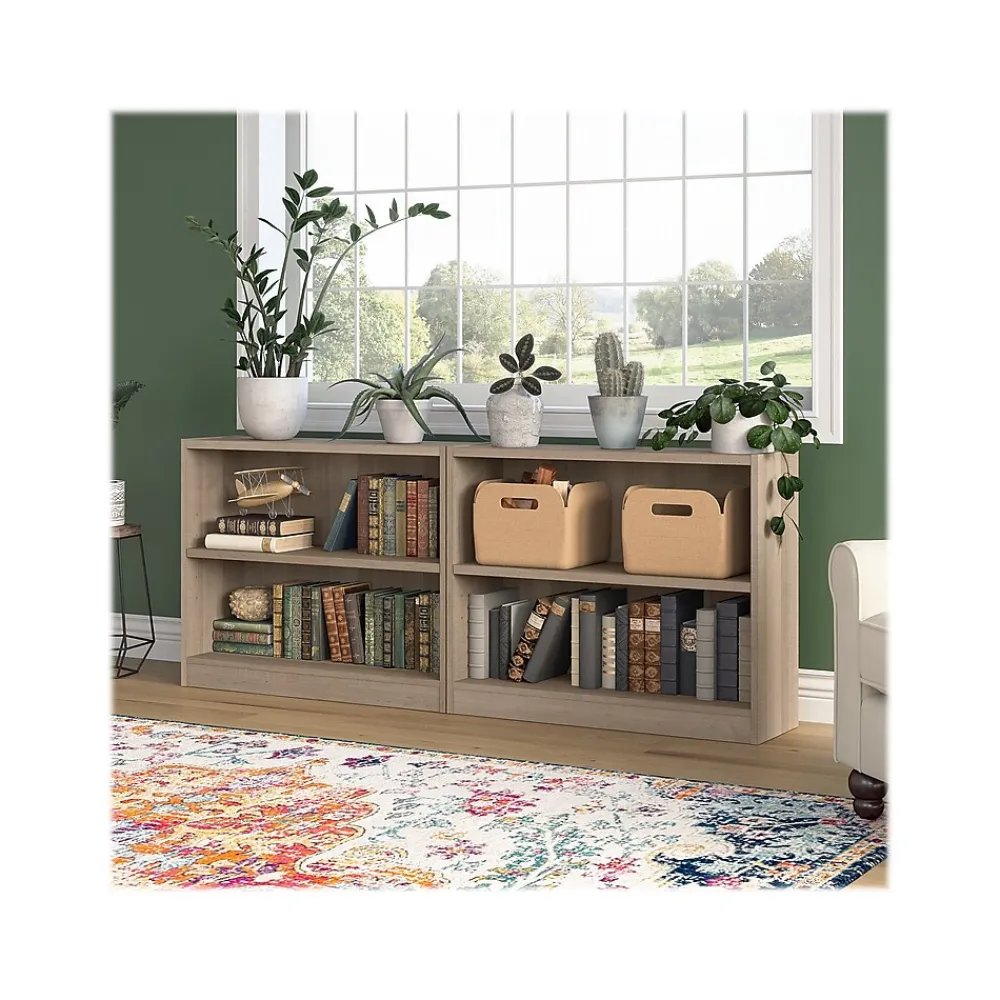 Bookcases*Bush Furniture Universal 30"H 2-Shelf Bookcase with Adjustable Shelf, Ash Gray Laminated Wood (WL12426)