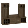 Storage Cabinets*Bush Furniture Woodland Entryway Storage Set with Hall Trees and Shoe Bench with Doors, Ash Brown (WDL011ABR)