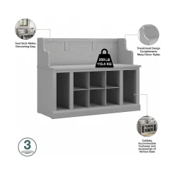 Storage Cabinets*Bush Furniture Woodland Entryway Storage Set with Hall Trees and Shoe Bench with Drawers, Cape Cod Gray (WDL012CG)