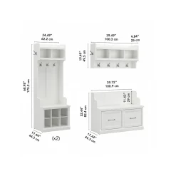 Storage Cabinets*Bush Furniture Woodland Full Entryway Storage Set with Coat Rack and Shoe Bench with Doors, White Ash (WDL013WAS)