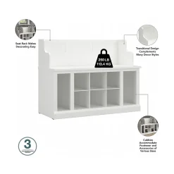 Storage Cabinets*Bush Furniture Woodland Full Entryway Storage Set with Coat Rack and Shoe Bench with Drawers, White Ash (WDL014WAS)