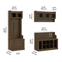 Storage Cabinets*Bush Furniture Woodland Full Entryway Storage Set with Coat Rack and Shoe Bench with Drawers, Ash Brown (WDL014ABR)