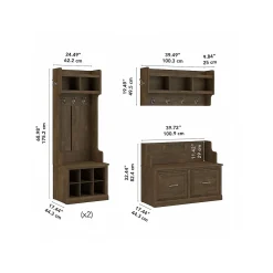 Storage Cabinets*Bush Furniture Woodland Full Entryway Storage Set with Coat Rack and Shoe Bench with Doors, Ash Brown (WDL013ABR)