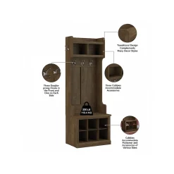 Storage Cabinets*Bush Furniture Woodland 24W Hall Tree and Small Shoe Bench with Shelves, Ash Brown (WDL008ABR)