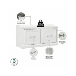 Storage Cabinets*Bush Furniture Woodland 40W Shoe Storage Bench with Doors and Wall Mounted Coat Rack, White Ash (WDL003WAS)