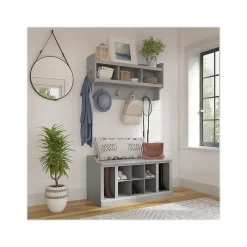 Storage Cabinets*Bush Furniture Woodland 40W Shoe Storage Bench with Shelves and Wall Mounted Coat Rack, Cape Cod Gray (WDL004CG)