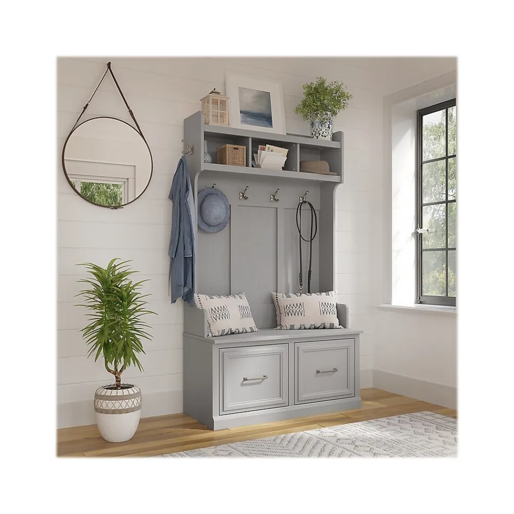 Storage Cabinets*Bush Furniture Woodland 40W Hall Tree and Shoe Storage Bench with Doors, Cape Cod Gray (WDL001CG)
