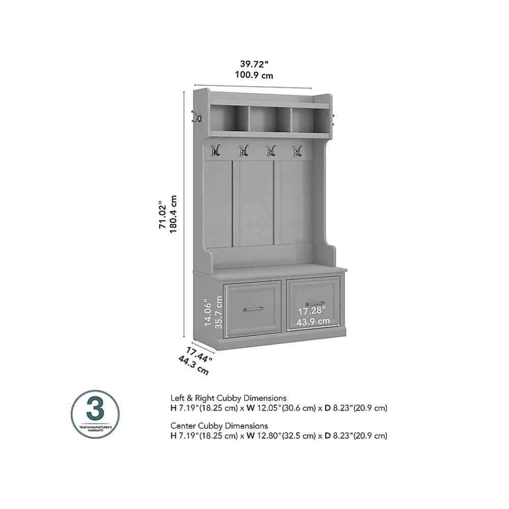 Storage Cabinets*Bush Furniture Woodland 40W Hall Tree and Shoe Storage Bench with Doors, Cape Cod Gray (WDL001CG)
