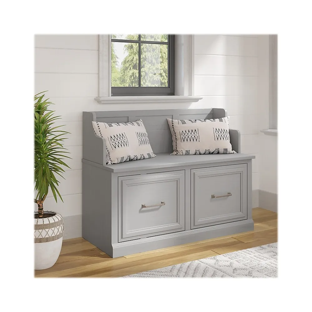 Storage Cabinets*Bush Furniture Woodland 40W Entryway Bench with Doors, Cape Cod Gray (WDL005CG)