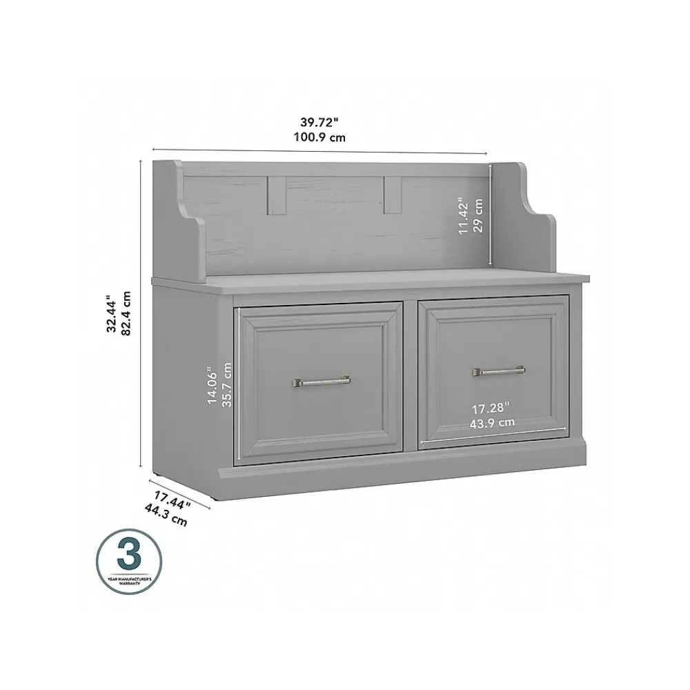 Storage Cabinets*Bush Furniture Woodland 40W Entryway Bench with Doors, Cape Cod Gray (WDL005CG)