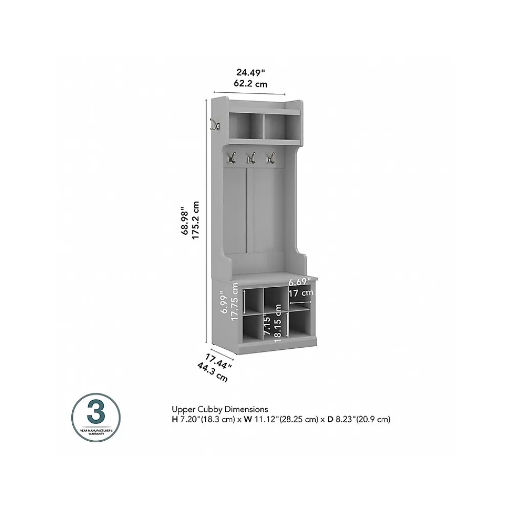 Storage Cabinets*Bush Furniture Woodland 24W Hall Tree and Small Shoe Bench with Shelves, Cape Cod Gray (WDL008CG)