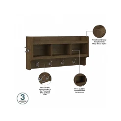 Storage Cabinets*Bush Furniture Woodland 40W Entryway Bench with Doors and Wall Mounted Coat Rack, Ash Brown (WDL009ABR)