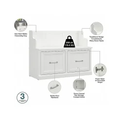 Storage Cabinets*Bush Furniture Woodland 40W Entryway Bench with Doors, White Ash (WDL005WAS)