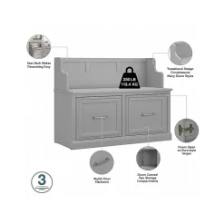 Storage Cabinets*Bush Furniture Woodland 40W Entryway Bench with Doors and Wall Mounted Coat Rack, Cape Cod Gray (WDL009CG)