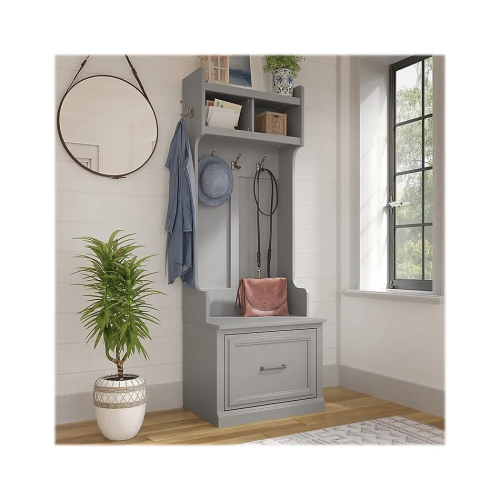 Storage Cabinets*Bush Furniture Woodland 24W Hall Tree and Small Shoe Bench with Drawer, Cape Cod Gray (WDL007CG)