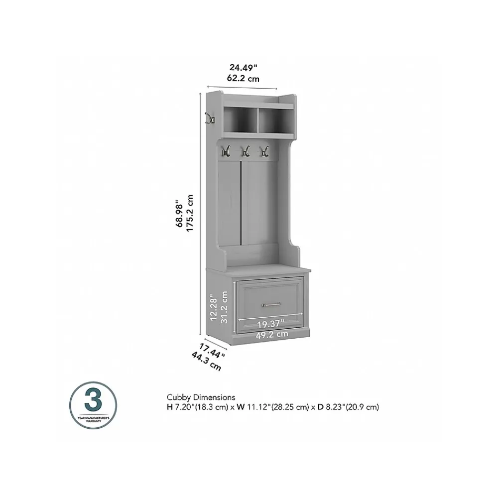 Storage Cabinets*Bush Furniture Woodland 24W Hall Tree and Small Shoe Bench with Drawer, Cape Cod Gray (WDL007CG)