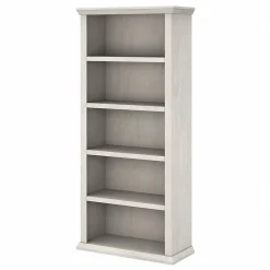 Bookcases*Bush Furniture Yorktown 67"H 5-Shelf Bookcase with Adjustable Shelves, Linen White Oak Laminated Wood (WC40466-03)
