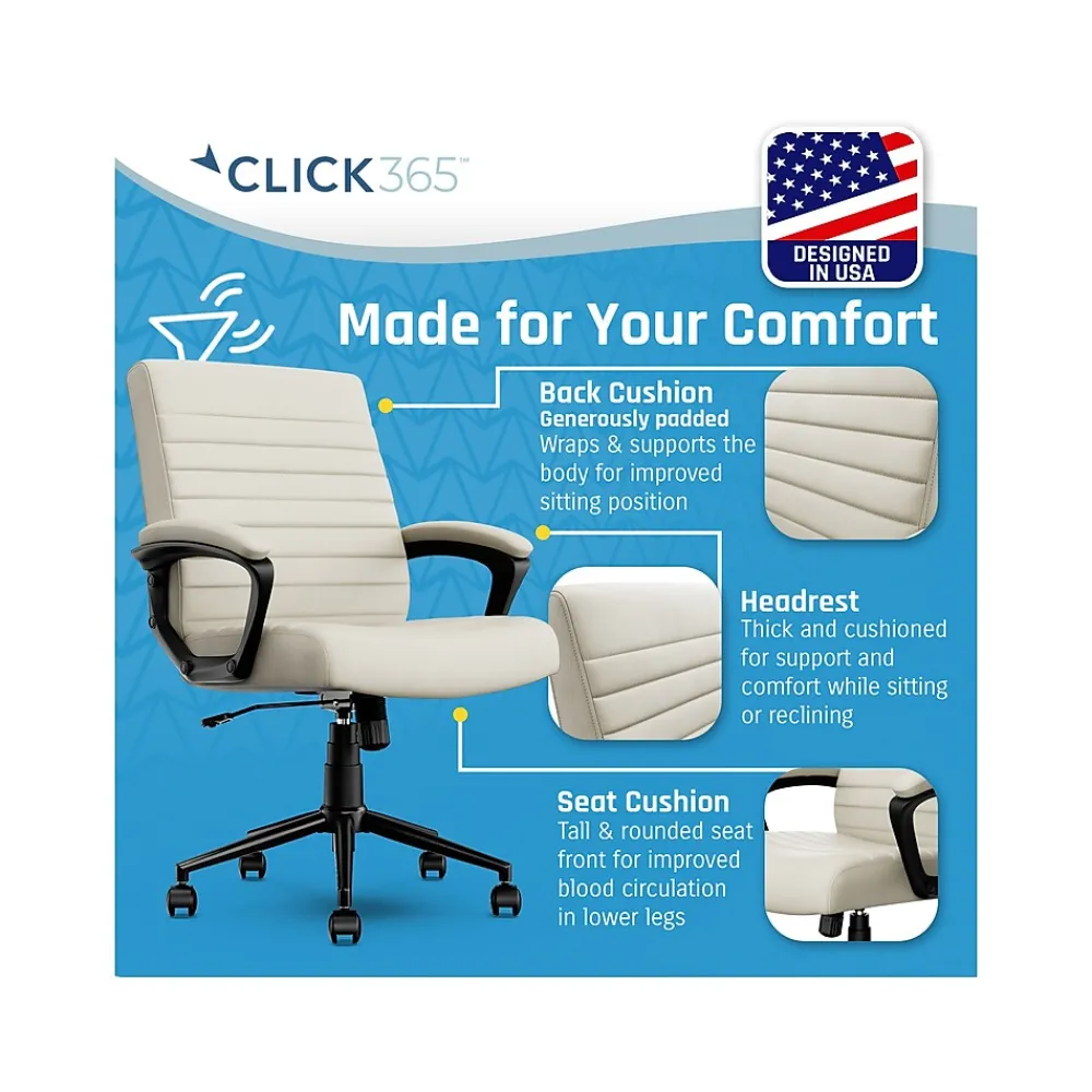 Ergonomic Chairs*Click365 Transform 3.0 Ergonomic Vegan Leather Swivel Desk Chair, (CCHR10008C) White