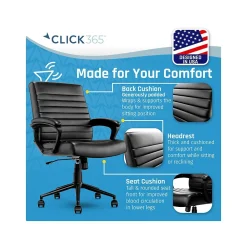 Ergonomic Chairs*Click365 Transform 3.0 Ergonomic Bonded Leather Swivel Desk Chair, (CCHR10008B) Black