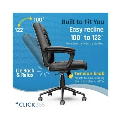 Ergonomic Chairs*Click365 Transform 3.0 Ergonomic Bonded Leather Swivel Desk Chair, (CCHR10008B) Black