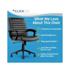 Ergonomic Chairs*Click365 Transform 3.0 Ergonomic Bonded Leather Swivel Desk Chair, (CCHR10008B) Black