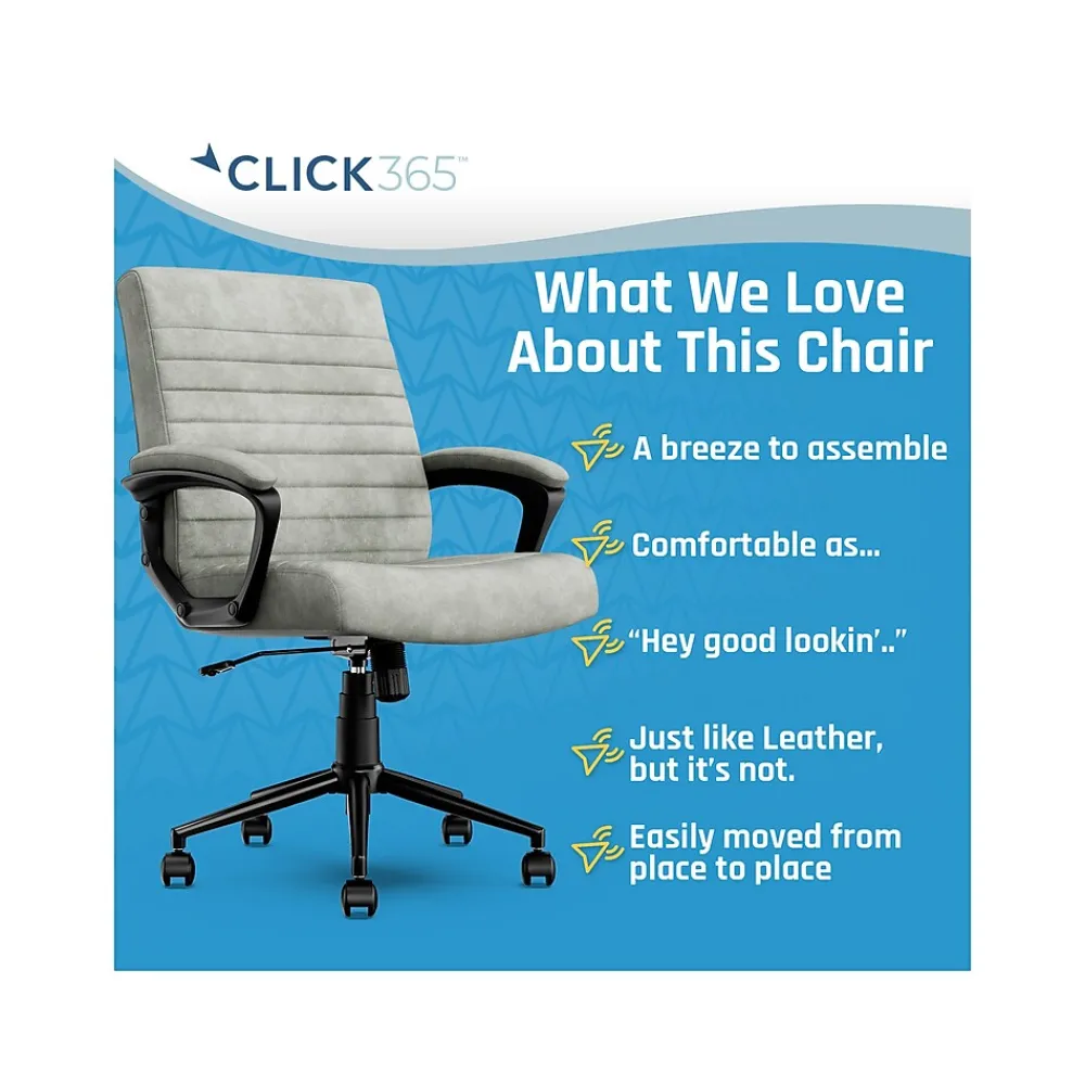Ergonomic Chairs*Click365 Transform 3.0 Ergonomic Vegan Leather Swivel Desk Chair, (CCHR10008D) Gray
