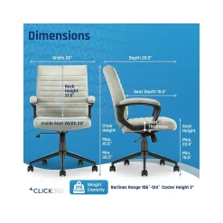 Ergonomic Chairs*Click365 Transform 3.0 Ergonomic Vegan Leather Swivel Desk Chair, (CCHR10008D) Gray