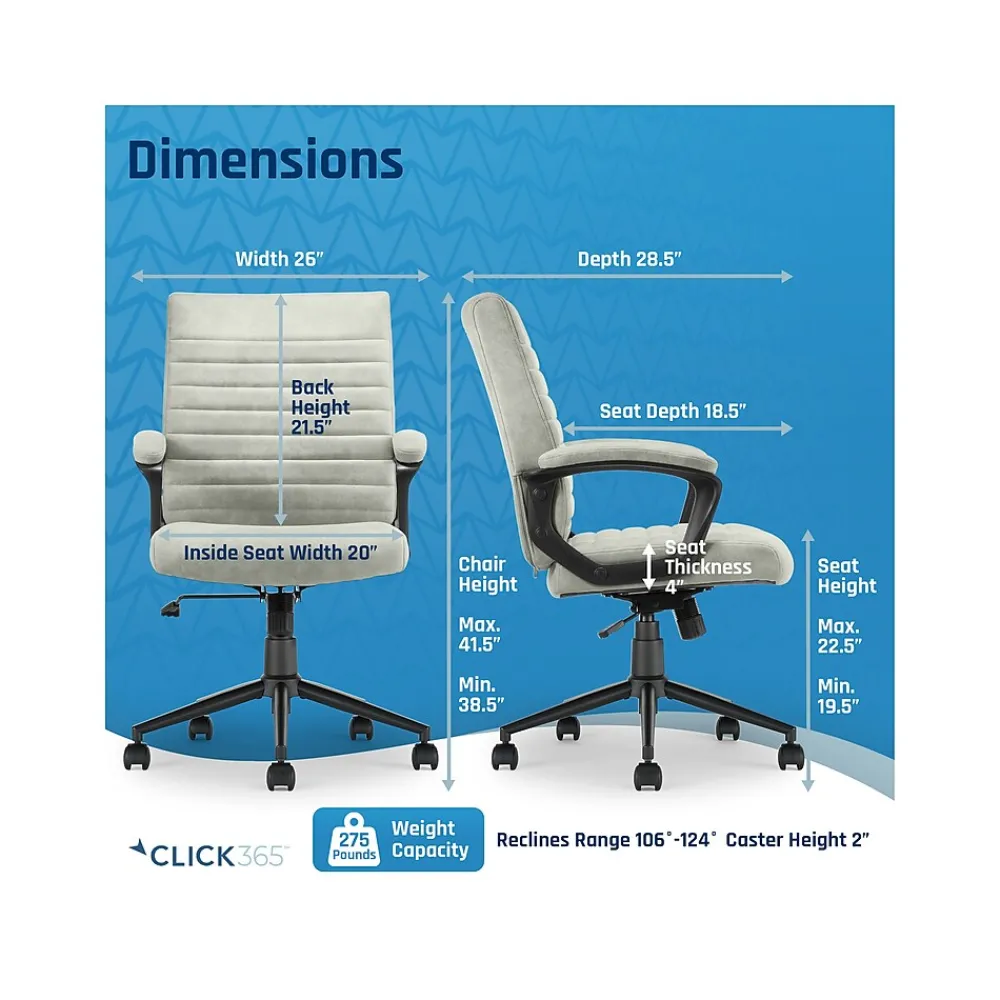 Ergonomic Chairs*Click365 Transform 3.0 Ergonomic Vegan Leather Swivel Desk Chair, (CCHR10008D) Gray