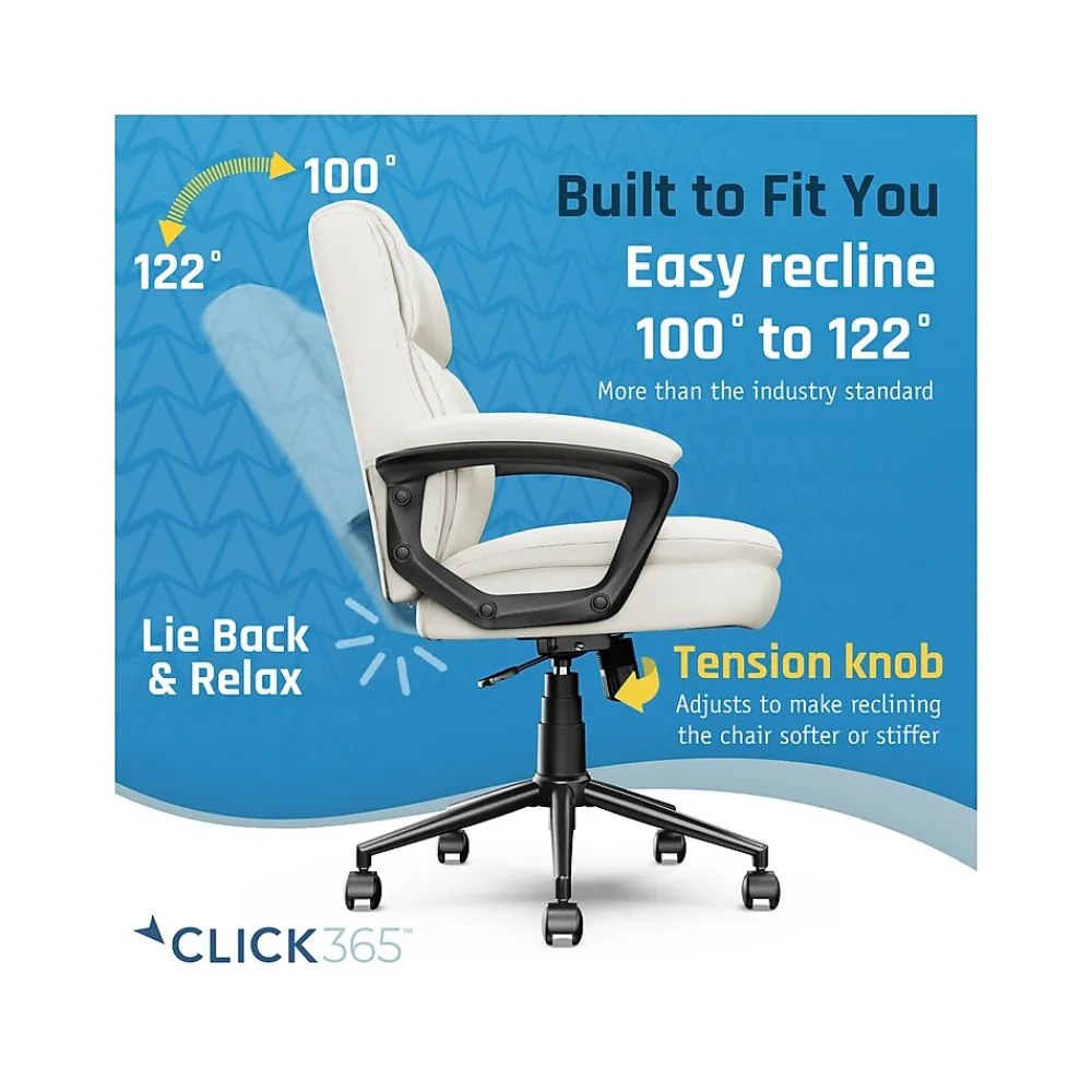 Ergonomic Chairs*Click365 Transform 2.0 Ergonomic Bonded Leather Swivel Desk Chair, (CCHR10007C) White