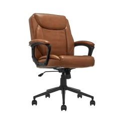Ergonomic Chairs*Click365 Transform 1.0 Ergonomic Bonded Leather Swivel Desk Chair, (CCHR10001A) Cognac