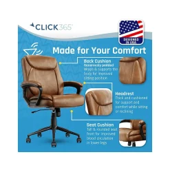 Ergonomic Chairs*Click365 Transform 1.0 Ergonomic Bonded Leather Swivel Desk Chair, (CCHR10001A) Cognac